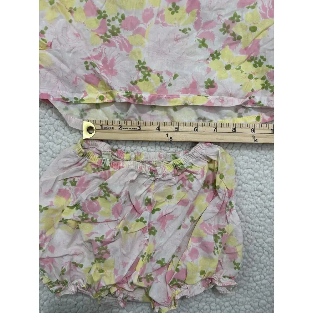 Vintage 60s Girls‎ Sz 6 Cotton Tank Top Bloomers Set Floral Sleepwear Union Made